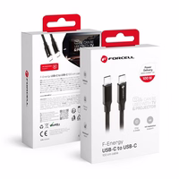 FORCELL F-ENERGY C391 kabelis Type C uz Type C PD QC4.0 5A 100W E-mark / 4K / Thunderbolt / 20Gbit/s 1 m melns