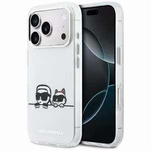 Karl Lagerfeld IML Karl & Choupette Peekaboo Logo MagSafe Maciņš for iPhone 17 Pro Max - balts