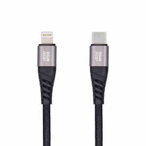 Кабель USB C - Lightning Blue Star 2,4A с оплёткой 1,2 м TFK-DC-003 чёрный