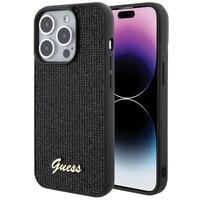 Guess Disko Metāla Uzraksts viedtālruņa apvalks iPhone 15 Pro - melns