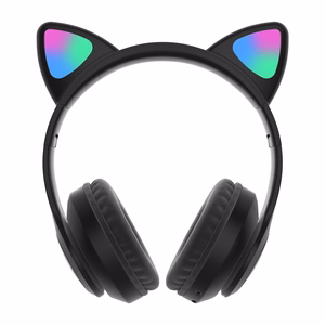 Bērnu Bluetooth LED austiņas / kaķa ausis, melnas