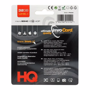 Imro atmiņas karte 32GB microSDHC cl. 10 UHS-I + adapter