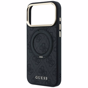 Guess Ring Stand 360 4G Classic Logo MagSafe maciņš, paredzēts iPhone 17 Pro Max / 18 Pro Max, melns