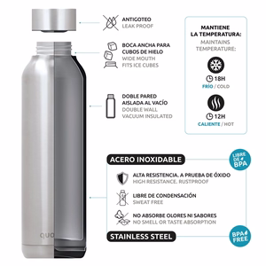 Quokka Solid nerūsējošā tērauda termopudele, 510 ml, Pink Bloom