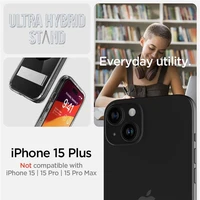 Spigen Ultra Hybrid S Magnētiskais viedtālruņa apvalks ar statīvu iPhone 15 Plus - Melns
