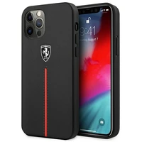 Ferrari FEOMSHCP12LBK iPhone 12 Pro Max melns/melns cietais apvalks Off Track Leather Nylon Stripe