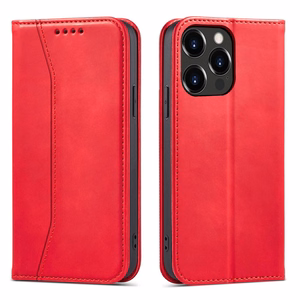 Magnet Fancy Case viedtālruņa apvalks iPhone 14 Pro Max ar flip vāciņu, maku funkciju un statīvu - sarkanās krāsas