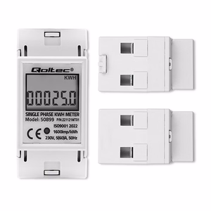 Qoltec 50899 – vienfāzes elektroniskais elektroenerģijas skaitītājs, 230 V, LCD, 2P, DIN sliede