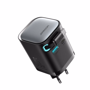 Joyroom JR-TCL02 65W USB-A USB-C GaN lādētājs ar iebūvētu USB-C kabeli - melns