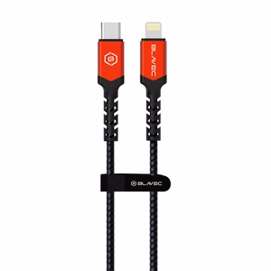 Blavec kabelis Raptor pīts - Type C uz Lightning - PD 20W 2,4A 2 metri Apple CarPlay (CRA-CL24BR20) melns un sarkans