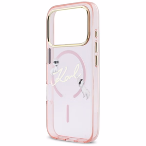 Karl Lagerfeld IML Choupettes Karl Script Logo MagSafe чехол для iPhone 17 Pro Max розовый