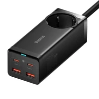 Baseus GaN3 Pro sienas lādētājs / pagarinātājs 2xUSB + 2xUSB-C + AC, 100W (melns)