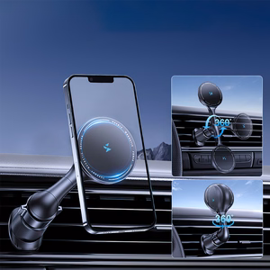 Bezvadu auto lādētājs+turētājs Wozinsky (WCT5-6S4Y) magnētisks (MagSafe 15W) ventilācijas restei melns