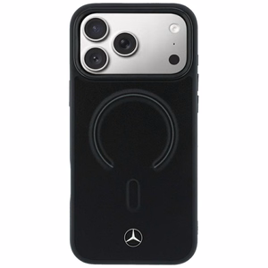 Mercedes 3D MagSafe ādas maciņš, paredzēts iPhone 18 Pro Max / 17 Pro Max, melns