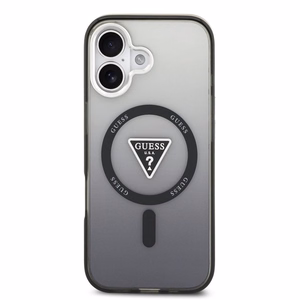 GUESS viedtālruņa apvalks IPHONE 17, saderīgs ar MagSafe GUHMP17SHGTMLCGK (IML krāsu pāreja ar trīsstūra logotipu) melns