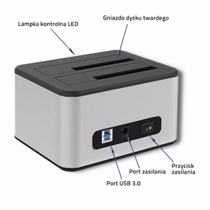 Qoltec 5316 HDD/SSD Dokstacija 2x 2.5"/3.5" SATA USB 3.0 Klonēšana