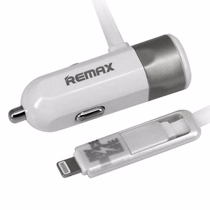 REMAX automašīnas lādētājs RCC-102 - USB - 3,4A ar 2 in 1 kabeli Micro USB, Lightning sudraba