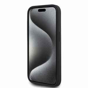 Karl Lagerfeld Diagonal Quilted Script viedtālruņa apvalks iPhone 15 Pro - melns