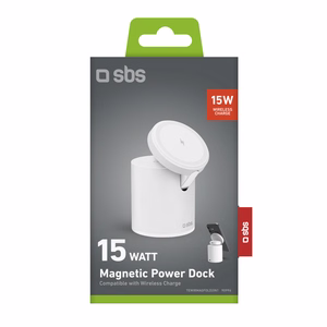SBS 2-in-1 Wireless Magnetic Charging Station - White