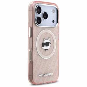 Karl Lagerfeld IML Choupette Head Logo magnētiskais viedtālruņa apvalks MagSafe iPhone 17 Pro Max - rozā