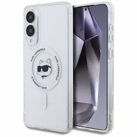 Karl Lagerfeld pogas Choupette galvas drukātais logotips Magnētiskais viedtālruņa apvalks Samsung Galaxy S25 Edge - balts
