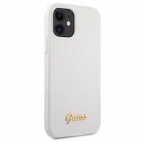Guess GUHCP12SLSLMGWH iPhone 12 mini 5.4" balts/balts cietais apvalks Metal Logo Script