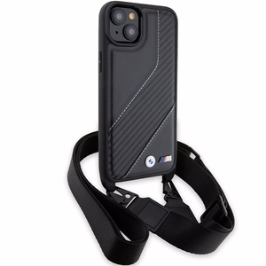 BMW M Edition oglekļa svītra un siksna viedtālruņa apvalks iPhone 15 Plus / 14 Plus - melns