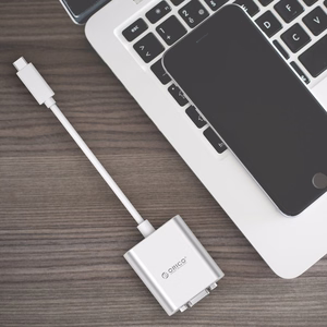 Orico PTAV adapteris USB-C–VGA un 3,5 mm, Full HD, 0,15 m – sudraba krāsas