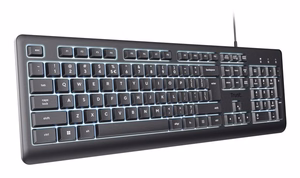 Trust Primo izgaismota tastatūra mājas/biroja USB QWERTY US English melna