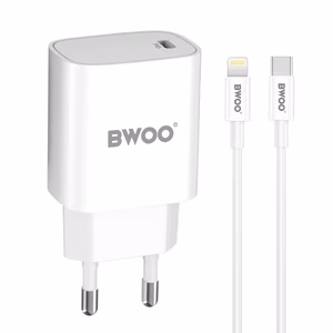 BWOO CDA159 PD wall charger 20W 1x USB-C port + Lightning white