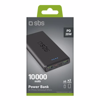 Portatīvais lādētājs SBS TTBB10000FASTPD20K 10000 mAh 20W ar Power Delivery - melna
