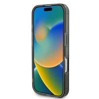 Guess IML Mirdzošs aplis MagSafe apvalks iPhone 16 - melns