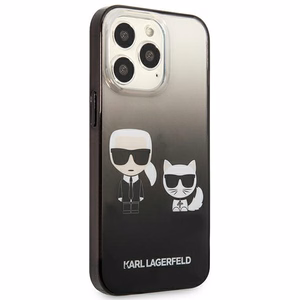 Чехол Karl Lagerfeld Gradient Ikonik Karl&Choupette для iPhone 13 Pro / iPhone 13 - чёрный