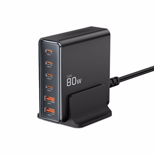 Tech-protect DC80W-GAN 6-PORT PD80W/QC3.0 uzlādes stacija - melna