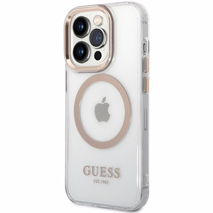 Guess metāla kontūra magnētiskais viedtālruņa apvalks iPhone 15 Pro - zelta