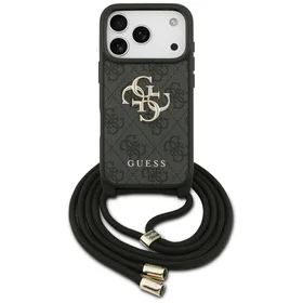Guess 4G Big Logo Cord Stap soma pāri plecam viedtālrunim iPhone 17 Pro - melns