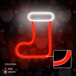 Neon LED CHRISTMAS SOCK balts sarkans FLNE23 Forever Light