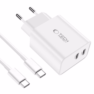 Tech-Protect C35W 2x USB-C PD 35W charger with USB-C / USB-C cable - white