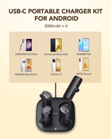 4 Veger W007CK 5000mAh portatīvo lādētāju komplekts (2x Lightning + 2x USB-C) ar uzlādes staciju - melna