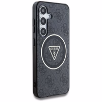 Guess 4G mirdzošs trīsstūra pogu magnētiskais viedtālruņa apvalks Samsung Galaxy S25 melns