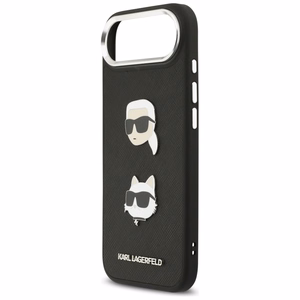 Karl Lagerfeld FW Grained Karl & Choupette Heads Pins & Logo iPhone Air Case - Black