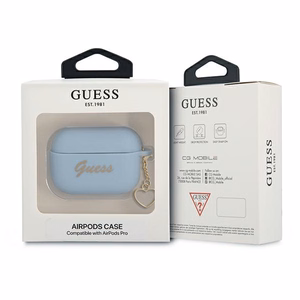 Guess GUAPLSCHSB AirPods Pro чехол синий/синий Silicone Charm Heart Collection