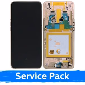 LCD displejs saderīgs ar Samsung A805 2019 A80 zeltains ar rāmi (Service Pack)