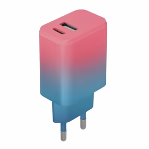 Setty зарядное устройство USB + USB-C 20W LSIG-AC-20 бирюзово-розовый градиент