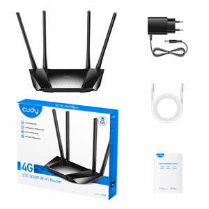 CUDY LT400 EU bezvadu maršrutētājs Wi-Fi 300 Mbps 2.4 GHz 4G LTE SIM melns