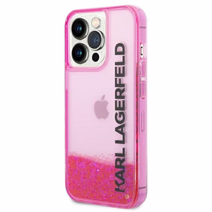 Karl Lagerfeld Liquid Glitter Elong viedtālruņa apvalks iPhone 14 Pro - rozā