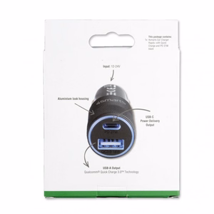 Auto lādētājs Rapid+ 27W ar Quick Charge, pelēks / melns