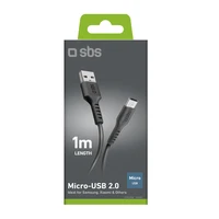 SBS LTHL200 USB-A - Micro-USB kabelis 1 m - melns