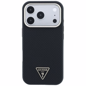 Guess Kevlar Triangle Logo MagSafe maciņš modelim iPhone 17 Pro / 18 Pro – krāsa: melna