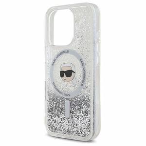 Karl Lagerfeld Liquid Glitter Karl Head Magsafe Case for iPhone 16 Pro - Clear